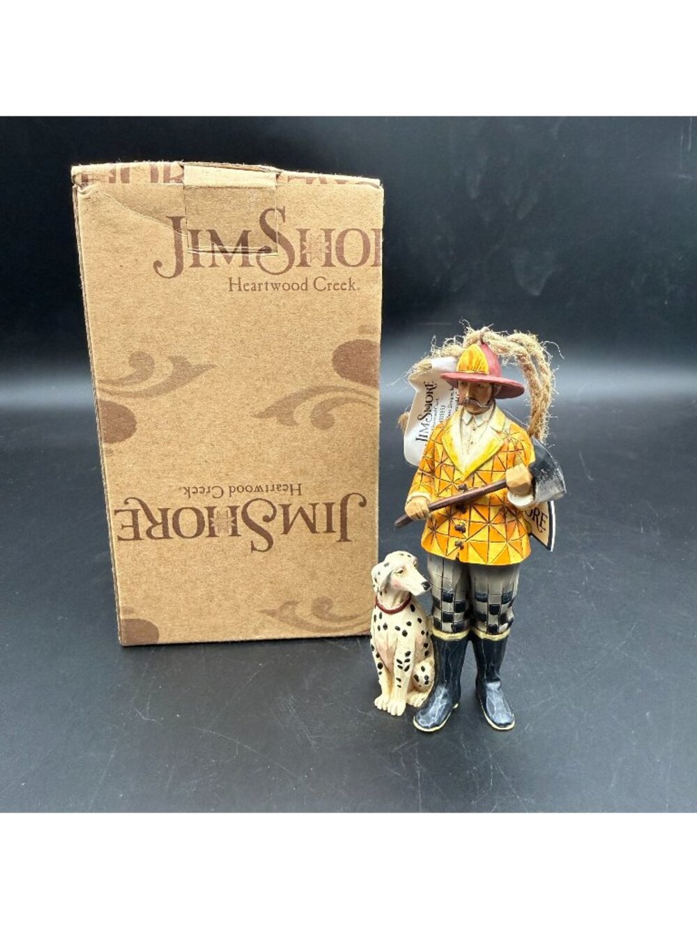Jim Shore Heartwood Creek Fireman and Dalmatian Hanging Ornament w Tags and Box